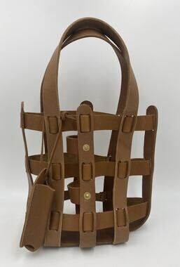 WP STANDARD Full Grain Leather Wine Tote Carrier two bottles Cork screw Holder